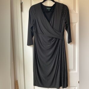 Lauren Ralph Lauren Black Long Sleeve Dress with White Dots 19” by 37”